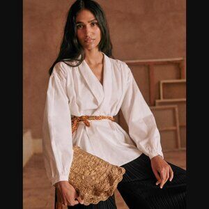 NWT Sezane Dara Blouse // White Sz // US 2